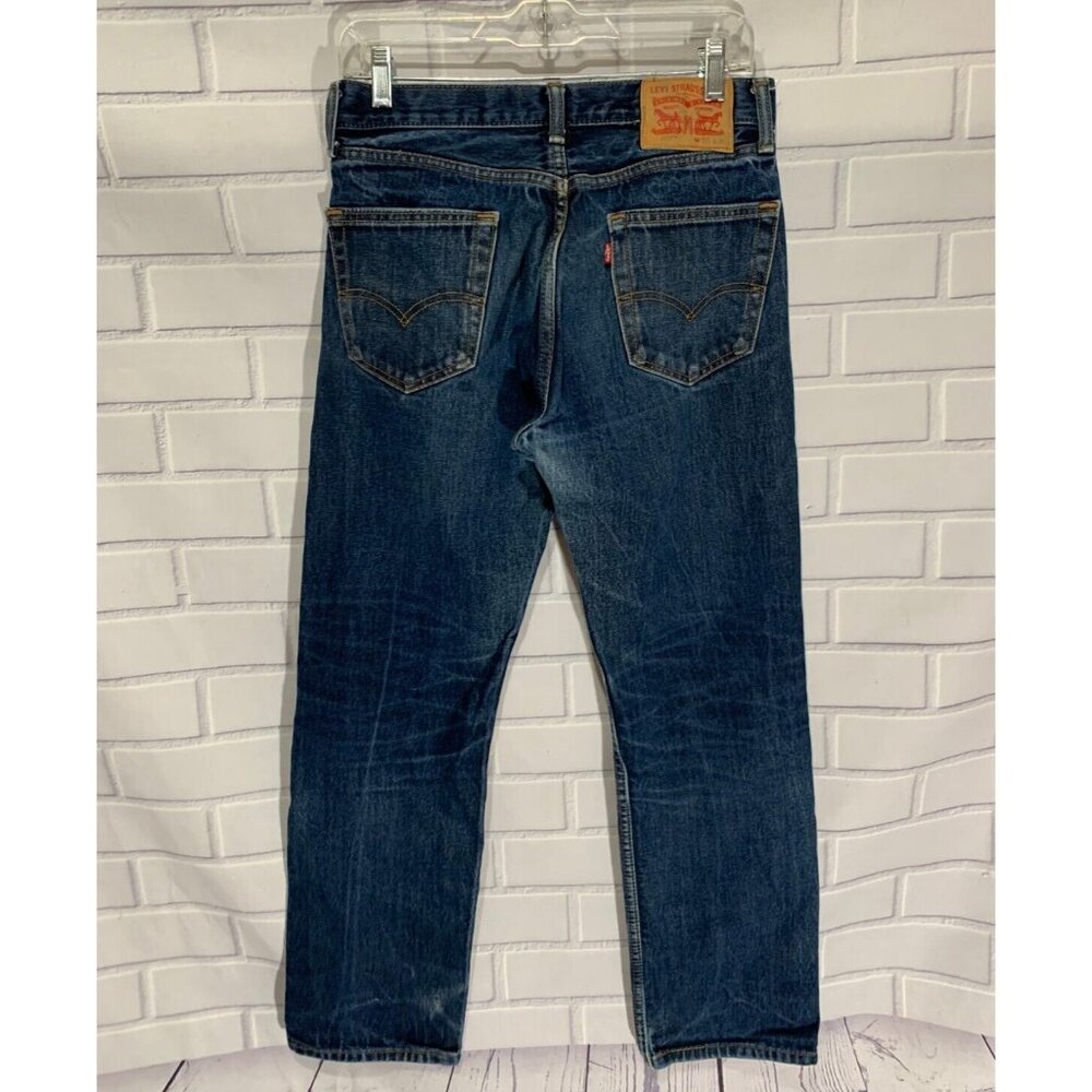 Levis 505 Jeans Mens 33x30 Blue Denim Distressed Well Loved Straight Leg Jeans - Picture 4 of 10